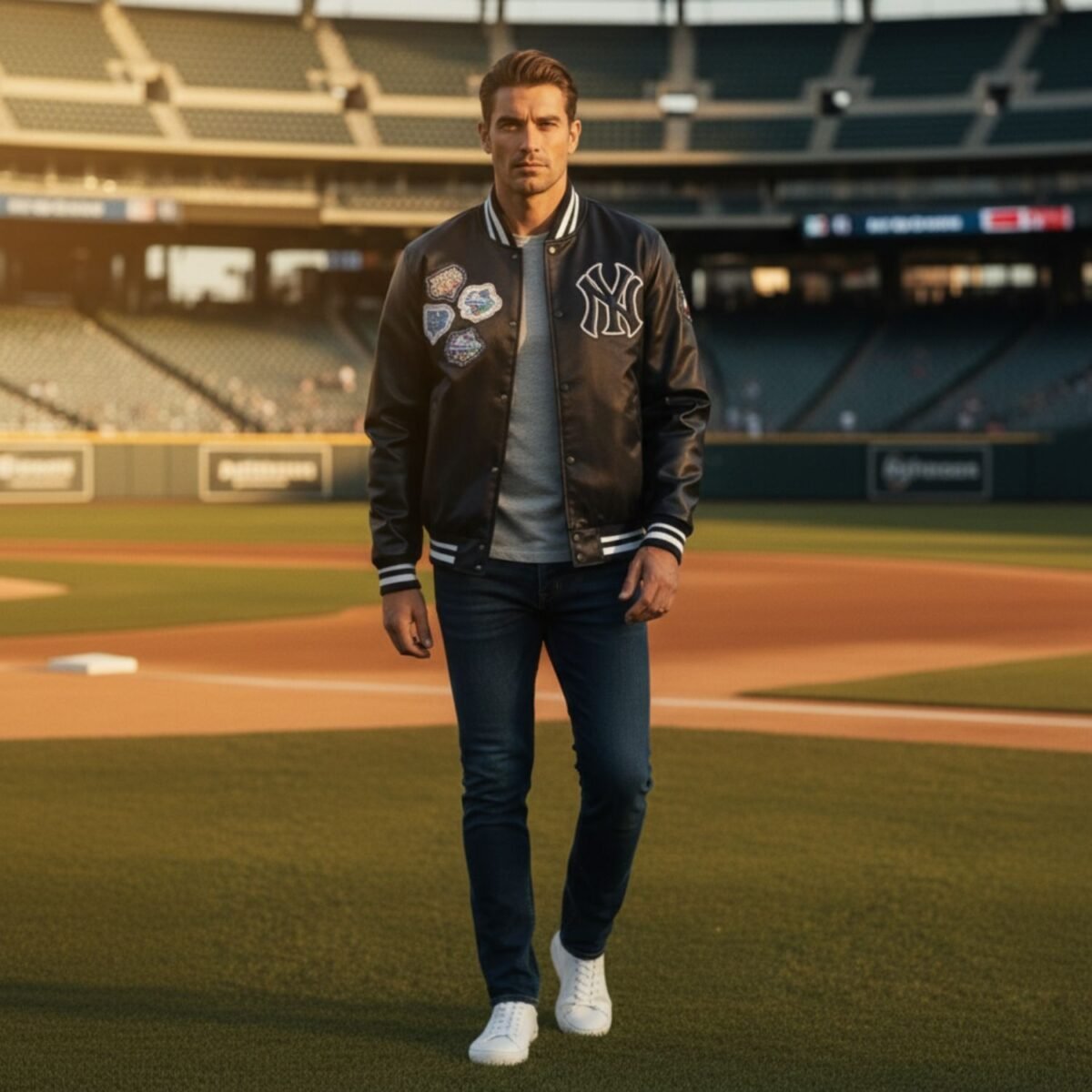 MLB New York Yankees DIY Pick Stitch Men's Rib Satin Jacket
