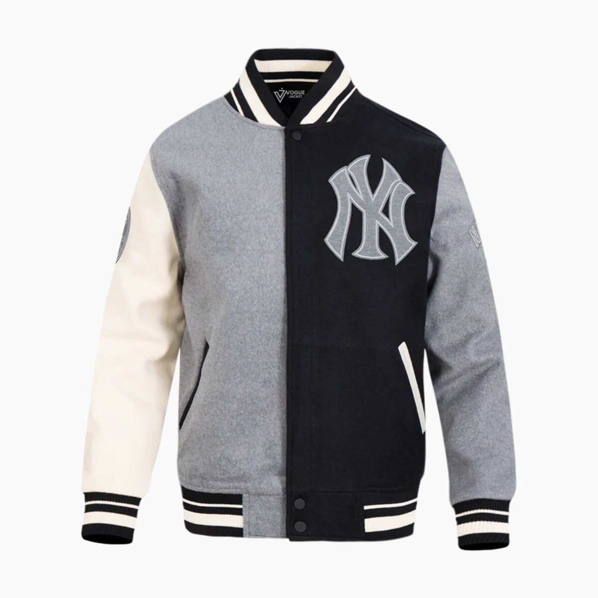 MLB New York Yankees Reverse French Terry Men's Color Block Wool Varsity Jacket