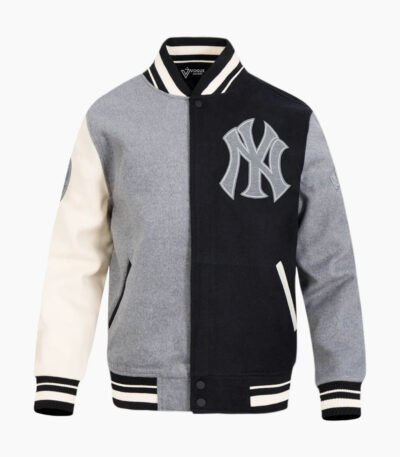 MLB New York Yankees Reverse French Terry Men's Color Block Wool Varsity Jacket
