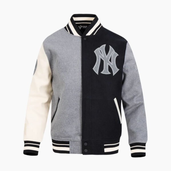 MLB New York Yankees Reverse French Terry Men's Color Block Wool Varsity Jacket