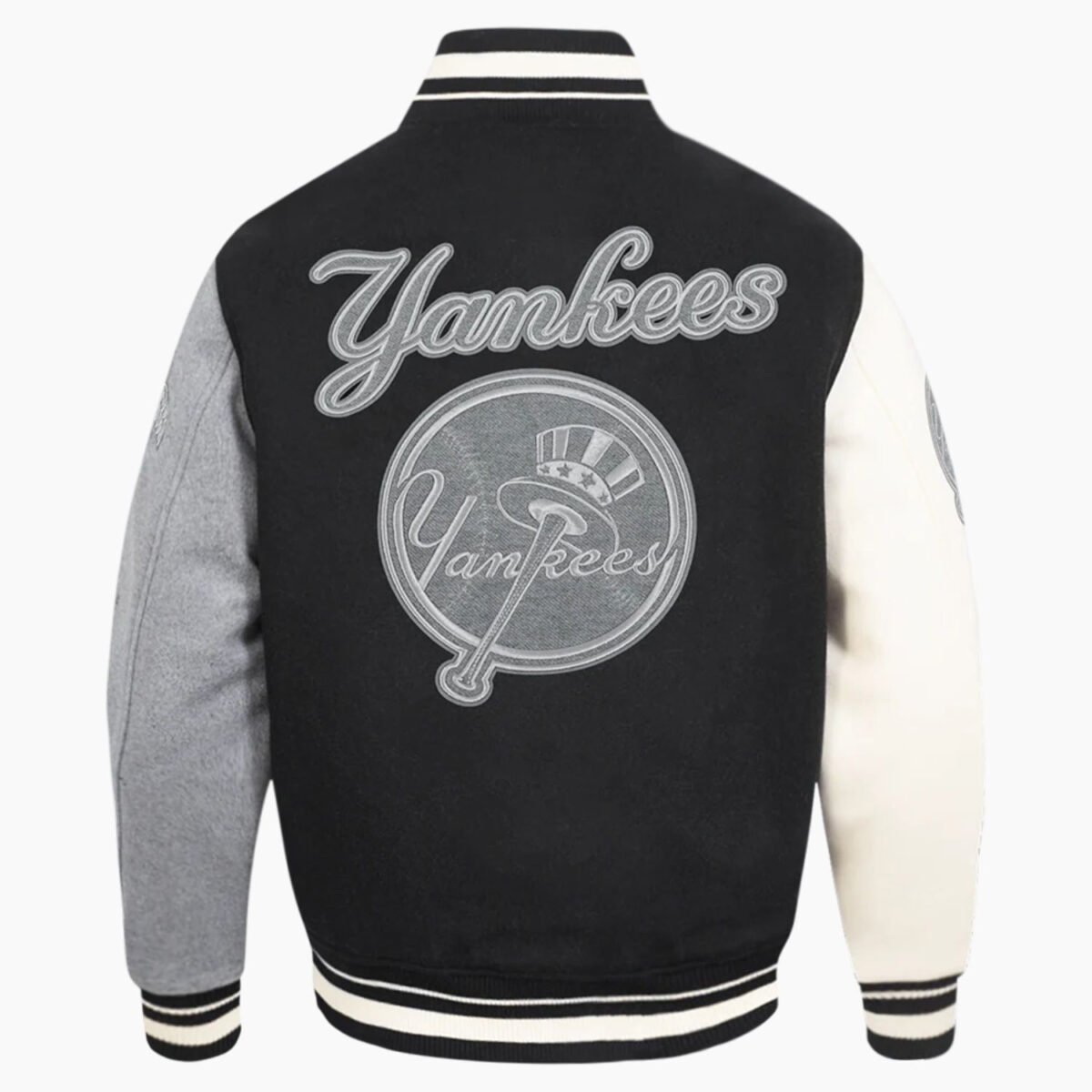 MLB New York Yankees Reverse French Terry Men's Color Block Wool Varsity Jacket