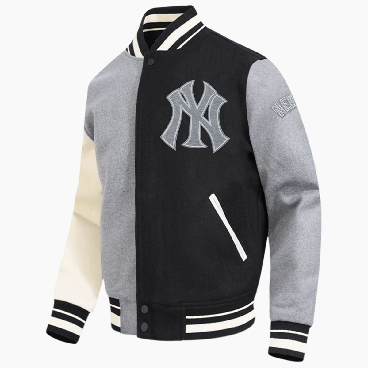 MLB New York Yankees Reverse French Terry Men's Color Block Wool Varsity Jacket