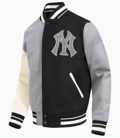 MLB New York Yankees Reverse French Terry Men's Color Block Wool Varsity Jacket