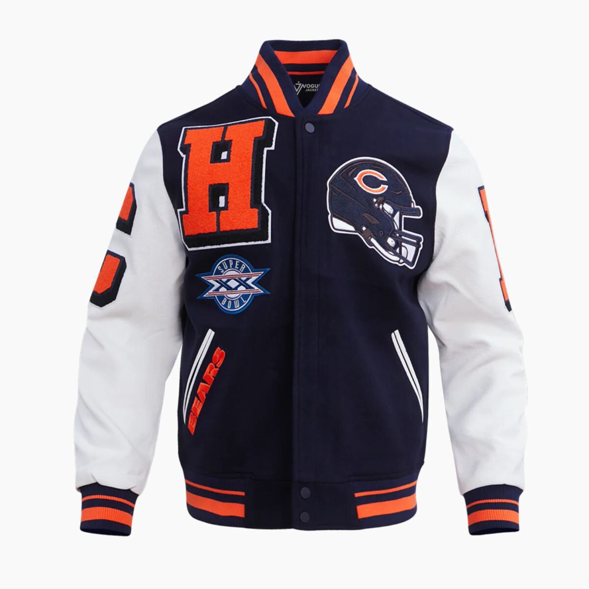 NFL Chicago Bears Mashup Men's Rib Wool Varsity Jacket
