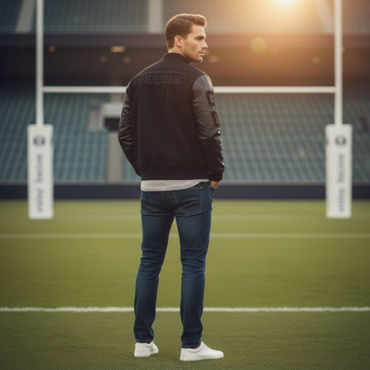 NFL Dallas Cowboys Triple Black Wool Men's Varsity Jacket