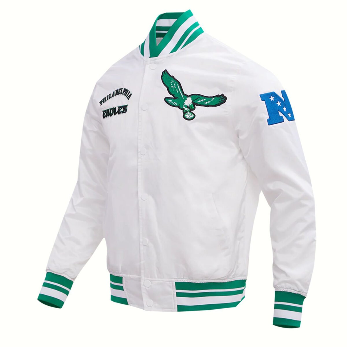 NFL Philadelphia Eagles Retro Classic Men's Rib Satin Jacket White