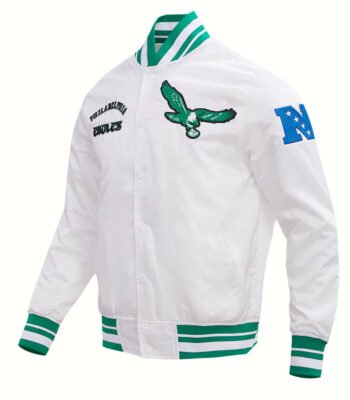 NFL Philadelphia Eagles Retro Classic Men's Rib Satin Jacket White