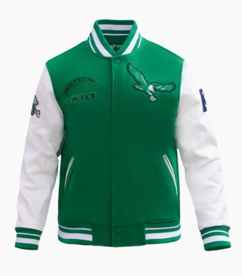 NFL Philadelphia Eagles Retro Classic Men's Rib Wool Varsity Jacket Green