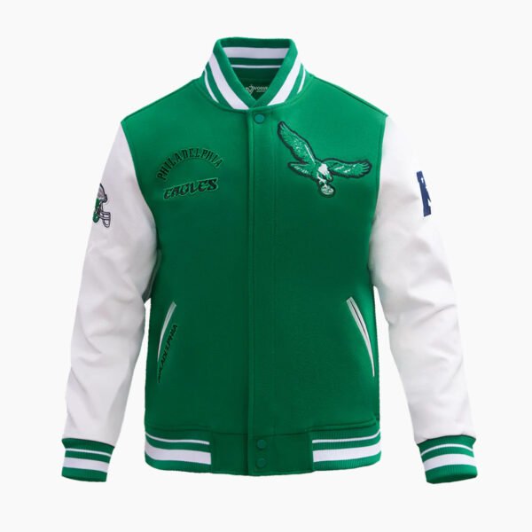 NFL Philadelphia Eagles Retro Classic Men's Rib Wool Varsity Jacket Green