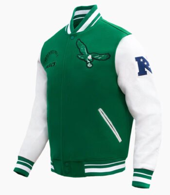 NFL Philadelphia Eagles Retro Classic Men's Rib Wool Varsity Jacket Green