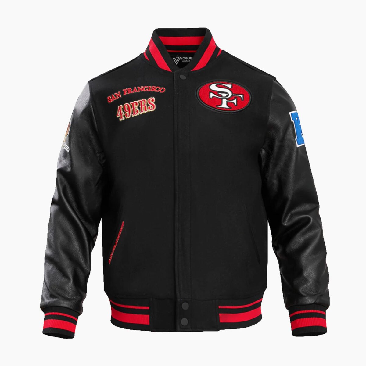 NFL San Francisco 49ers Retro Classic Men's Rib Wool Varsity Jacket Black
