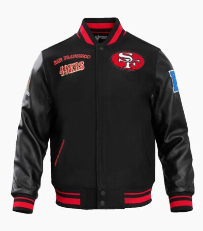 NFL San Francisco 49ers Retro Classic Men's Rib Wool Varsity Jacket Black