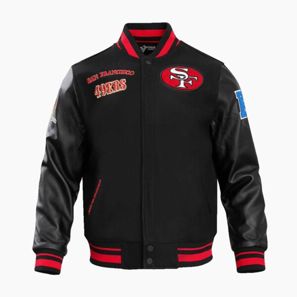 NFL San Francisco 49ers Retro Classic Men's Rib Wool Varsity Jacket Black