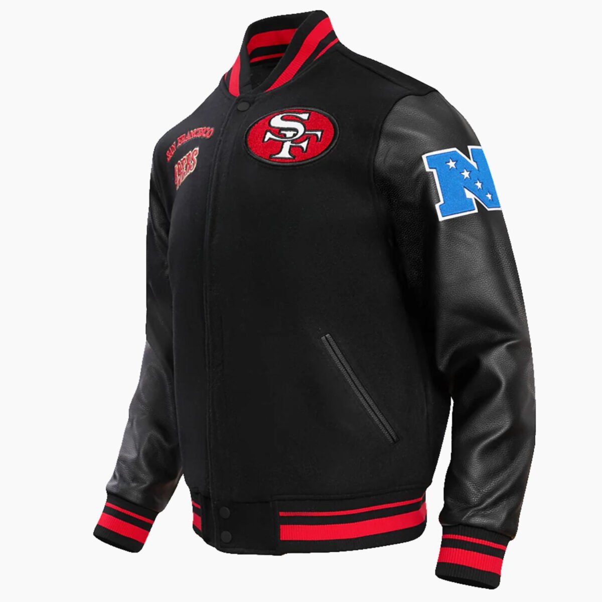NFL San Francisco 49ers Retro Classic Men's Rib Wool Varsity Jacket Black
