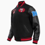 NFL San Francisco 49ers Retro Classic Men's Rib Wool Varsity Jacket Black