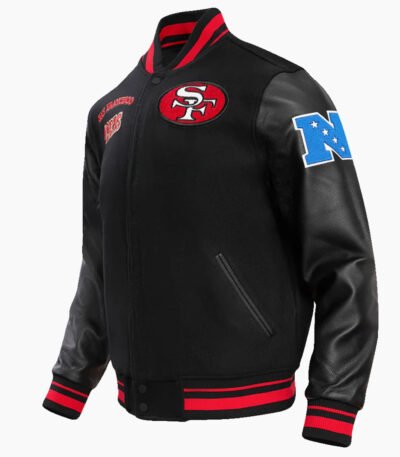 NFL San Francisco 49ers Retro Classic Men's Rib Wool Varsity Jacket Black