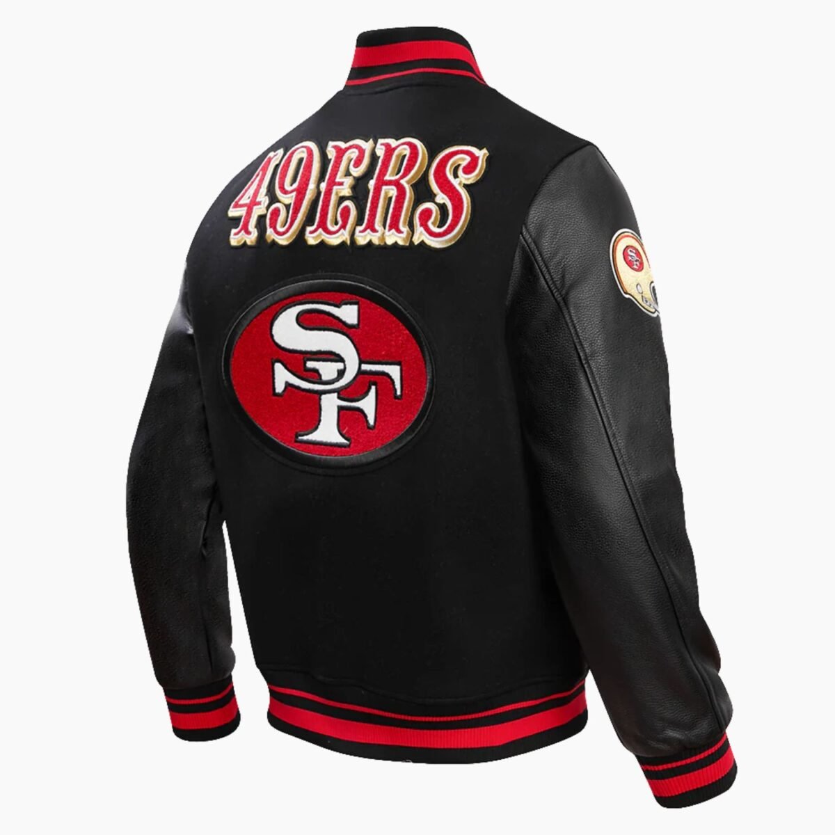 NFL San Francisco 49ers Retro Classic Men's Rib Wool Varsity Jacket Black
