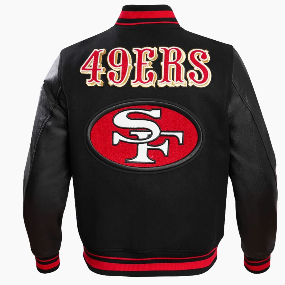 NFL San Francisco 49ers Retro Classic Men's Rib Wool Varsity Jacket Black