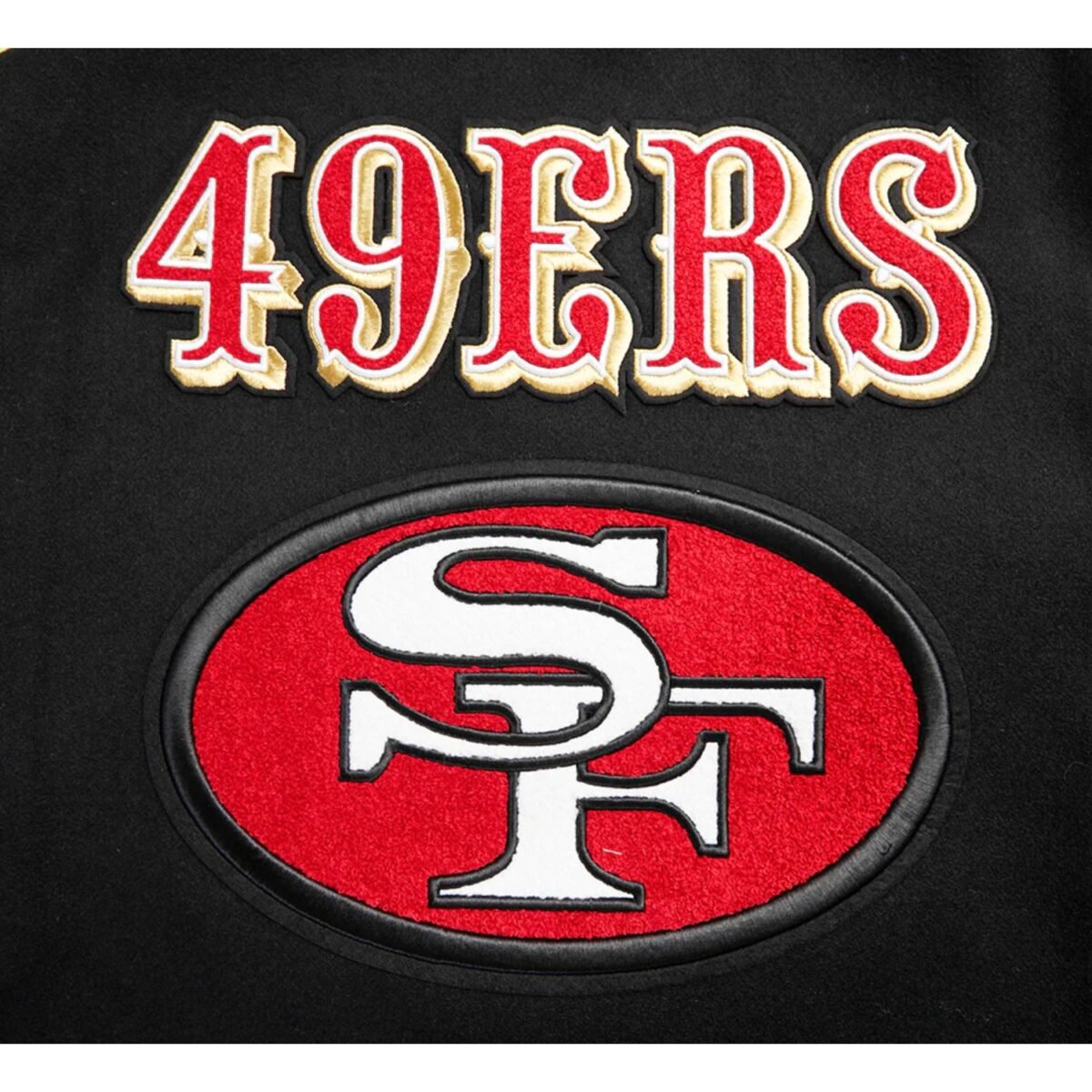 NFL San Francisco 49ers Retro Classic Men's Rib Wool Varsity Jacket Black