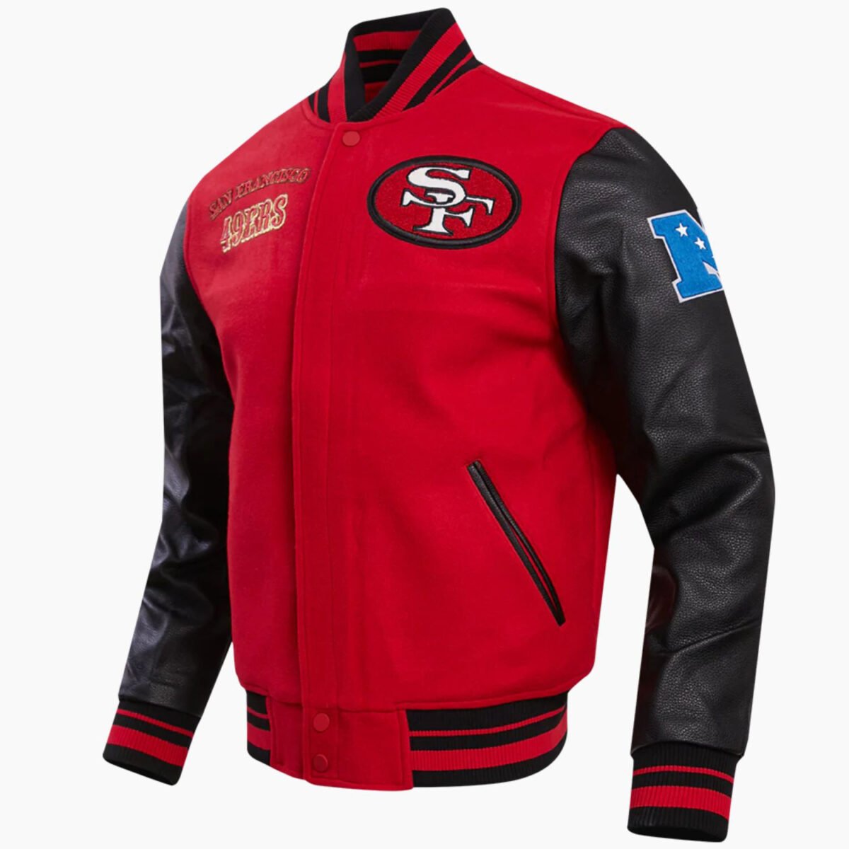 NFL San Francisco 49ers Retro Classic Men's Rib Wool Varsity Jacket Red