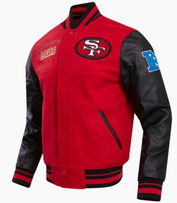 NFL San Francisco 49ers Retro Classic Men's Rib Wool Varsity Jacket Red
