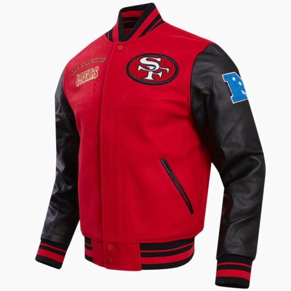 NFL San Francisco 49ers Retro Classic Men's Rib Wool Varsity Jacket Red