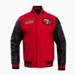 NFL San Francisco 49ers Retro Classic Men's Rib Wool Varsity Jacket Red