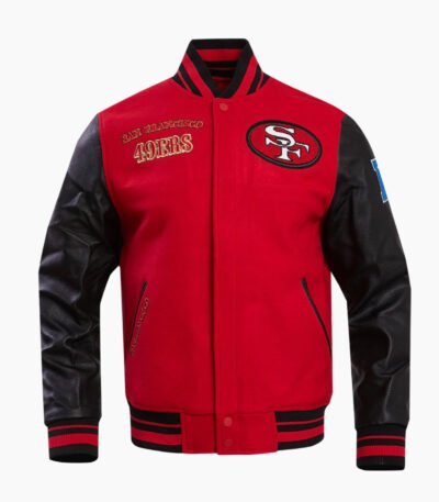 NFL San Francisco 49ers Retro Classic Men's Rib Wool Varsity Jacket Red