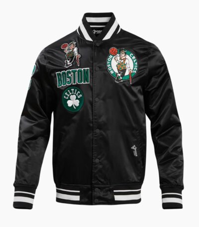 NBA Boston Celtics Retro Classic Men's Black Rib Satin Jacket