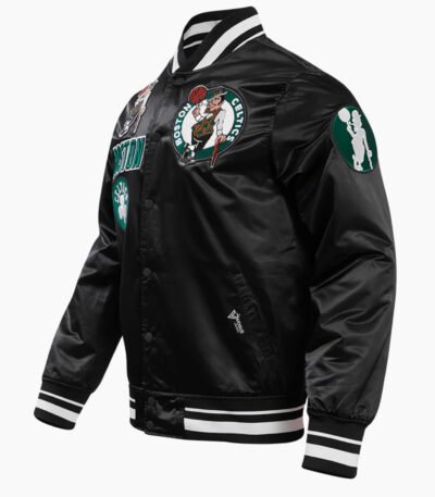 NBA Boston Celtics Retro Classic Men's Black Rib Satin Jacket