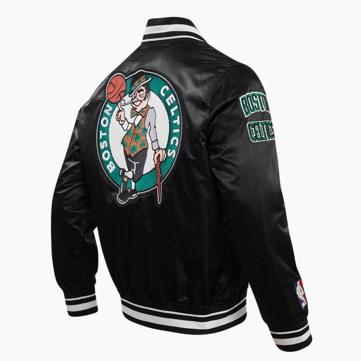NBA Boston Celtics Retro Classic Men's Black Rib Satin Jacket