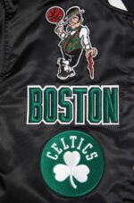 NBA Boston Celtics Retro Classic Men's Black Rib Satin Jacket