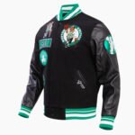 NBA Boston Celtics Retro Classic Men's Black Rib Wool Varsity Jacket