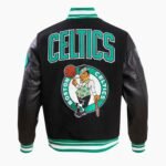 NBA Boston Celtics Retro Classic Men's Black Rib Wool Varsity Jacket