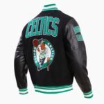 NBA Boston Celtics Retro Classic Men's Black Rib Wool Varsity Jacket