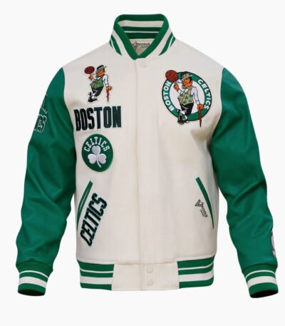 NBA Boston Celtics Retro Classic Men's Eggshell Rib Wool Varsity Jacket