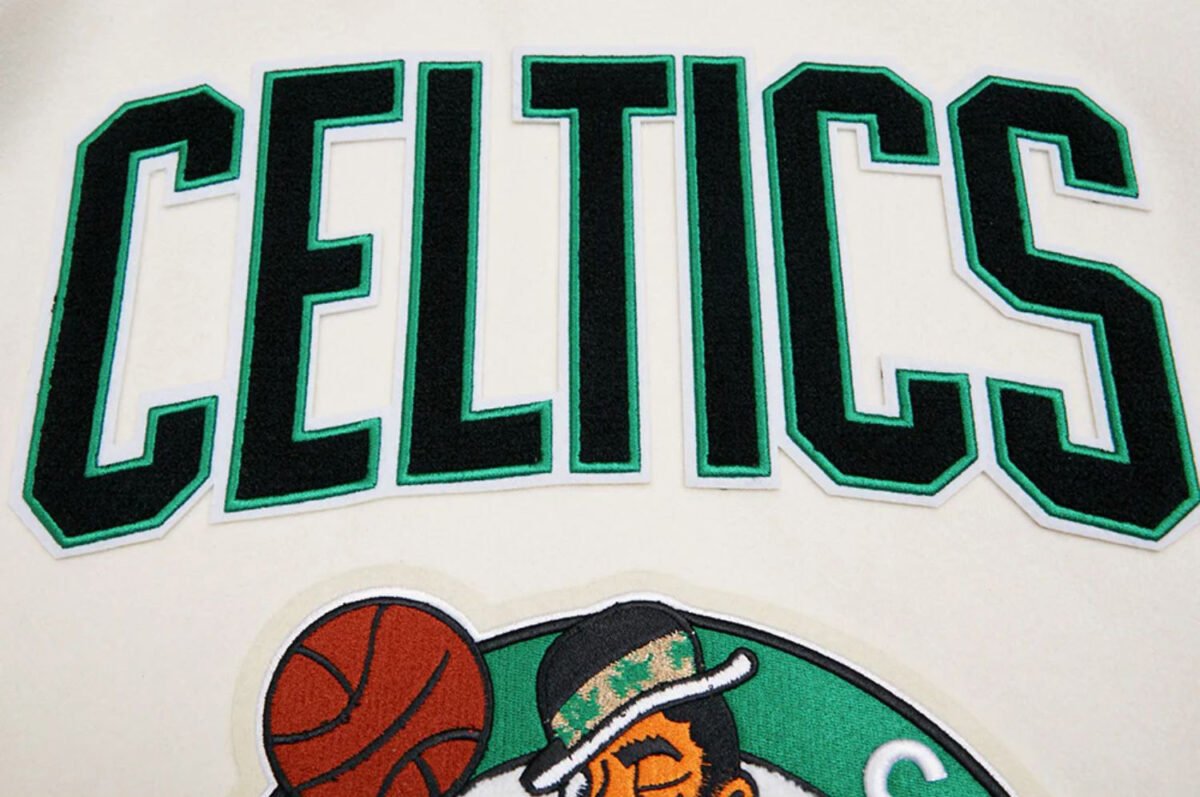NBA Boston Celtics Retro Classic Men's Eggshell Rib Wool Varsity Jacket