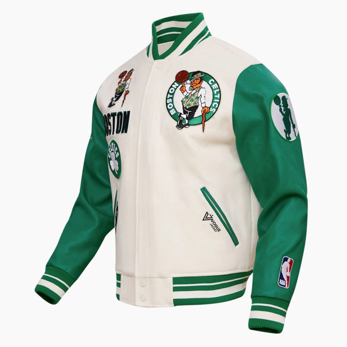 NBA Boston Celtics Retro Classic Men's Eggshell Rib Wool Varsity Jacket