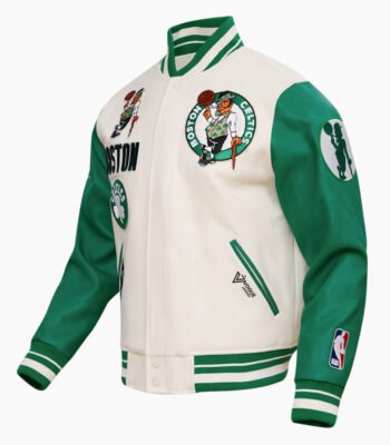 NBA Boston Celtics Retro Classic Men's Eggshell Rib Wool Varsity Jacket