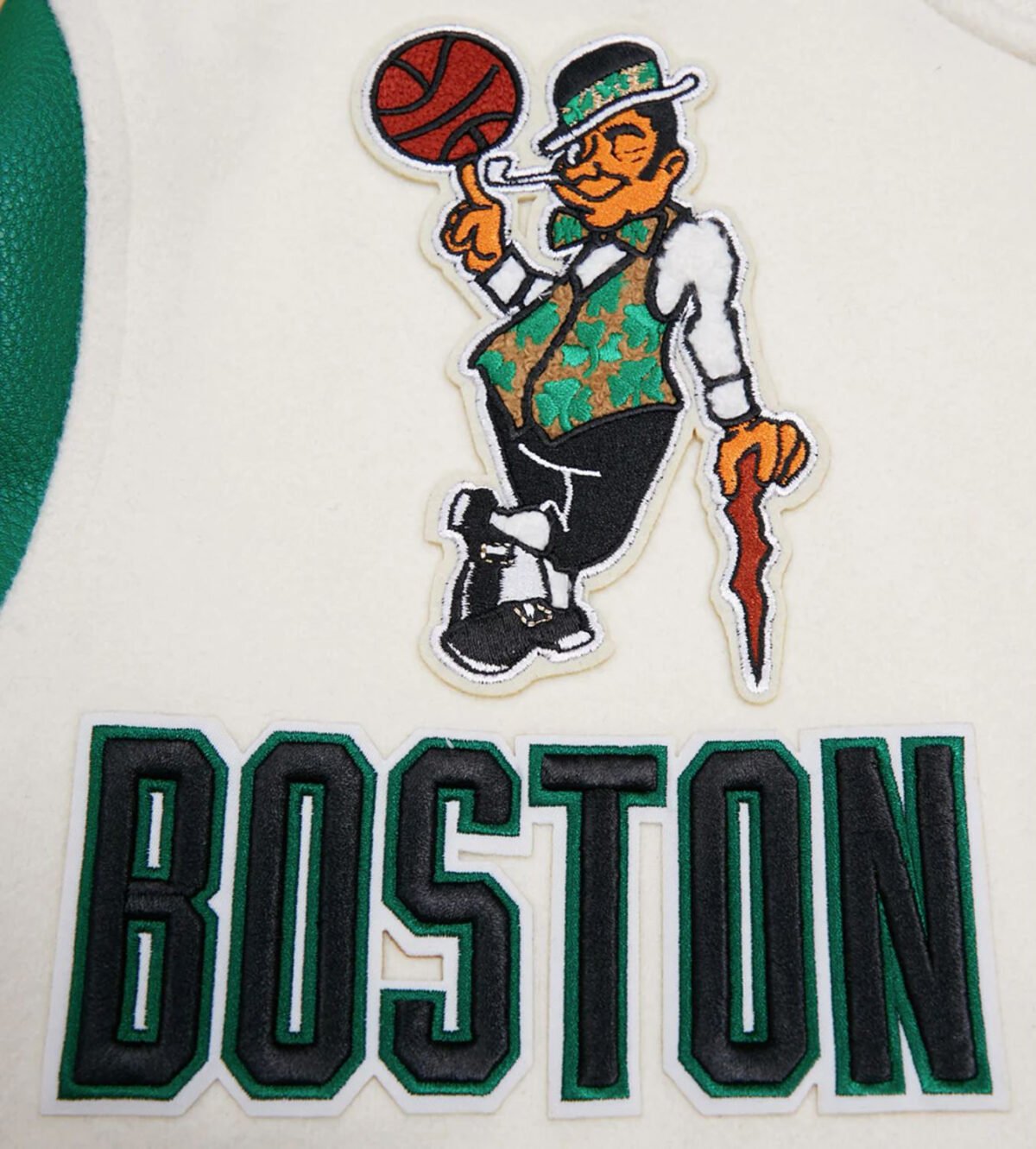 NBA Boston Celtics Retro Classic Men's Eggshell Rib Wool Varsity Jacket