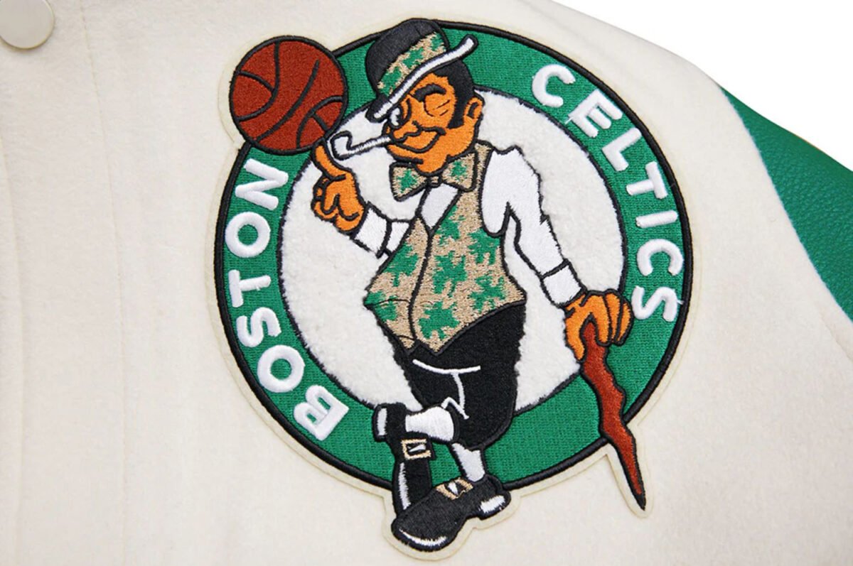 NBA Boston Celtics Retro Classic Men's Eggshell Rib Wool Varsity Jacket