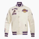 NBA Los Angeles Lakers Retro Classic Men's Eggshell Rib Satin Jacket