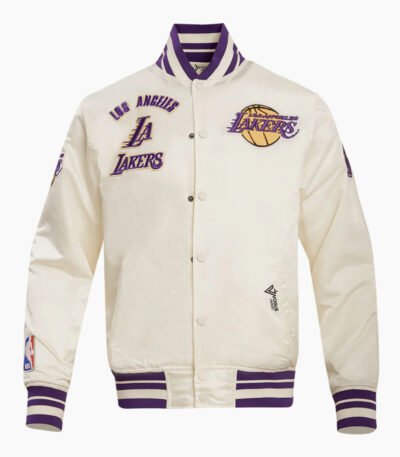 NBA Los Angeles Lakers Retro Classic Men's Eggshell Rib Satin Jacket