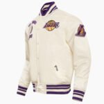 NBA Los Angeles Lakers Retro Classic Men's Eggshell Rib Satin Jacket