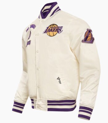 NBA Los Angeles Lakers Retro Classic Men's Eggshell Rib Satin Jacket