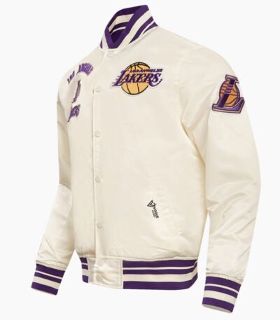 NBA Los Angeles Lakers Retro Classic Men's Eggshell Rib Satin Jacket