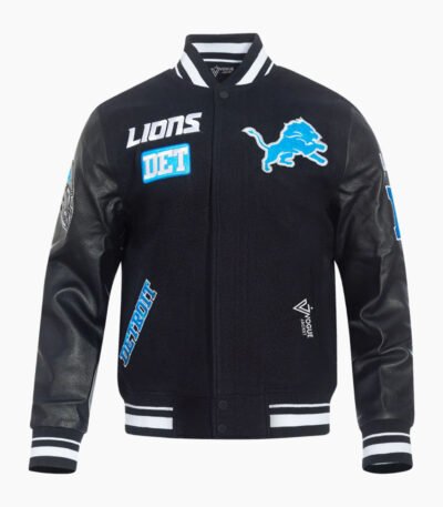 NFL Detroit Lions Area Code Men's Rib Wool Varsity Jacket