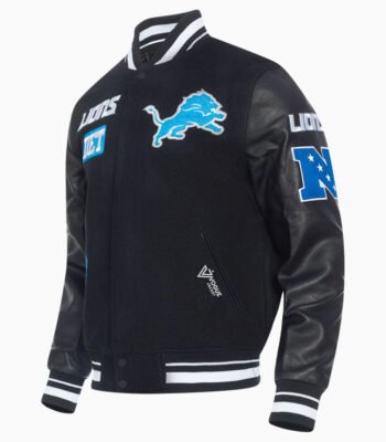 NFL Detroit Lions Area Code Men's Rib Wool Varsity Jacket