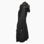 3/4 Hooded Brown Toscana Sheepskin Coat