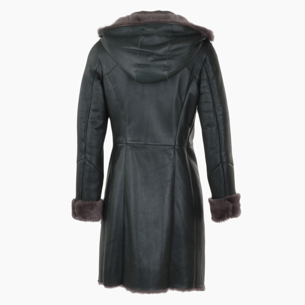 3/4 Hooded Green Toscana Sheepskin Coat